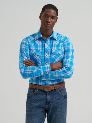 Men's Wrangler Retro® Long Sleeve Sawtooth Snap Pocket Western Shirt