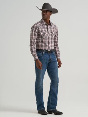 Men's Wrangler Retro&reg; Long Sleeve Sawtooth Snap Pocket Western Shirt in Grey Frost alternative view