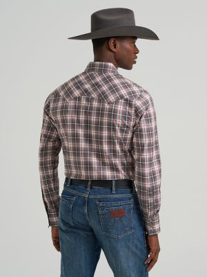 Men's Wrangler Retro&reg; Long Sleeve Sawtooth Snap Pocket Western Shirt in Grey Frost alternative view 2