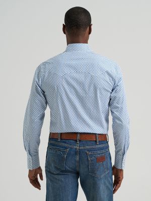 Men's Wrangler Retro&reg; Long Sleeve Sawtooth Snap Pocket Western Shirt in Blue Bee alternative view 2