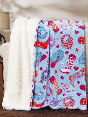 Wrangler Lounge Plush Sherpa Blanket in Turquoise