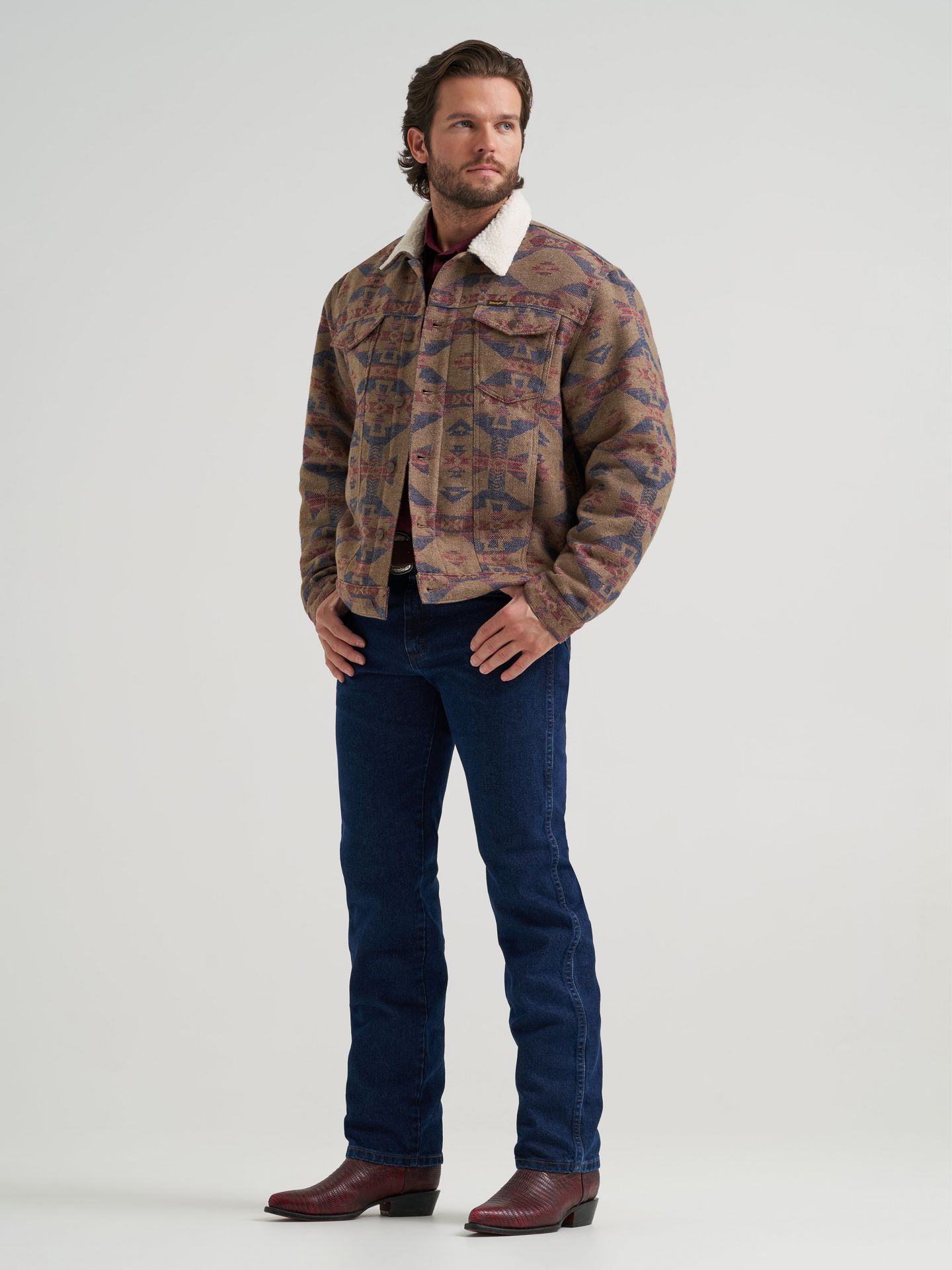 Мужская куртка Wrangler Sherpa Lined Jacquard Print, цвет: Синий — фото 2