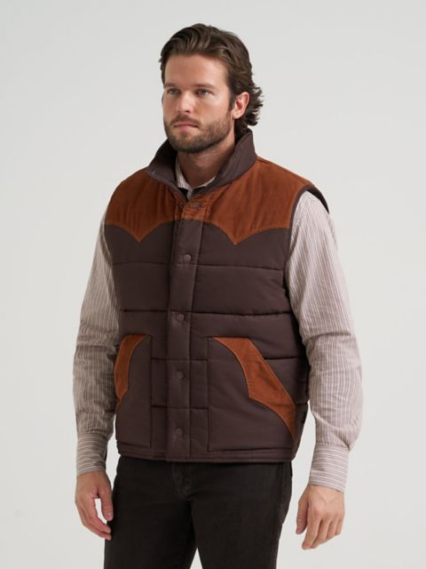 Мужские жилеты Wrangler Men's Corduroy Yoke Puffer Vest