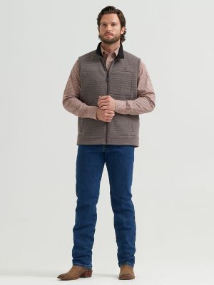 Men's George Strait Zip Front Solid Knit Vest in Camel