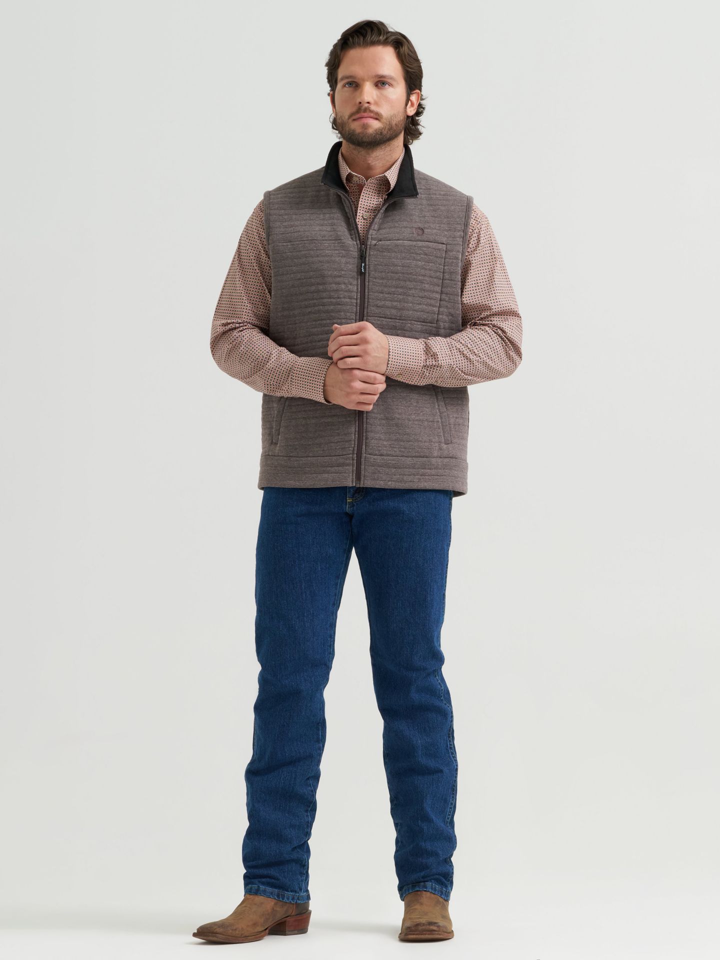 Мужской жилет Wrangler George Strait Zip Front Solid Knit Vest, цвет: Верблюжий — фото 2
