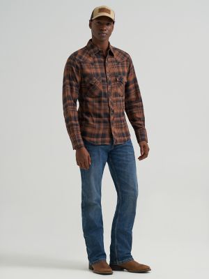 Men's Wrangler Retro&reg; Long Sleeve Flannel Western Snap Plaid Shirt in Sable alternative view