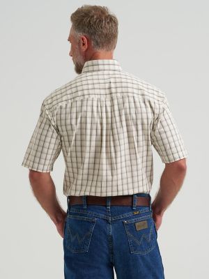 Wrangler&reg; George Strait&trade; Short Sleeve One Pocket Button Down Shirt in Tea Plaid alternative view 2
