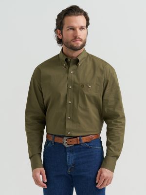 Wrangler&reg; George Strait&trade; Solid One Pocket Button Down Shirt