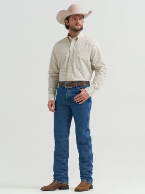Wrangler&reg; George Strait&trade; Long Sleeve Button Down One Pocket Shirt in Tea Geometric alternative view