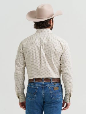 Wrangler&reg; George Strait&trade; Long Sleeve Button Down One Pocket Shirt in Tea Geometric alternative view 2