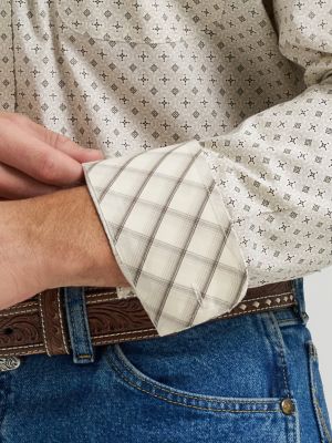 Wrangler&reg; George Strait&trade; Long Sleeve Button Down One Pocket Shirt in Tea Geometric alternative view 4