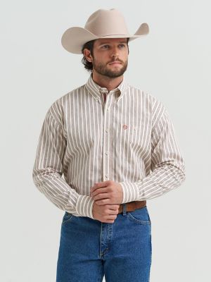 Wrangler&reg; George Strait&trade; Long Sleeve Button Down One Pocket Shirt in Rusted Stripe alternative view