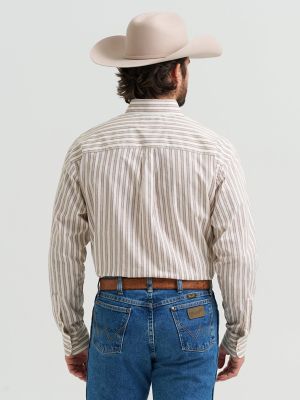Wrangler&reg; George Strait&trade; Long Sleeve Button Down One Pocket Shirt in Rusted Stripe alternative view 3