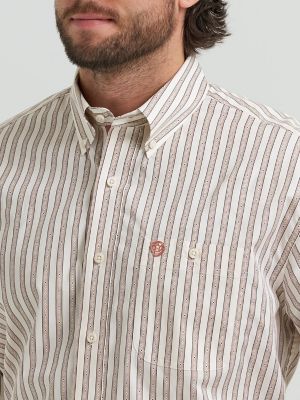 Wrangler&reg; George Strait&trade; Long Sleeve Button Down One Pocket Shirt in Rusted Stripe alternative view 4