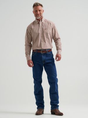 Wrangler&reg; George Strait&trade; Long Sleeve Button Down One Pocket Shirt in Adobe Check alternative view