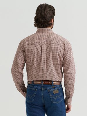 Wrangler&reg; George Strait&trade; Long Sleeve Button Down One Pocket Shirt in Geometric Rust alternative view 2