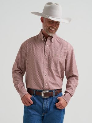 Wrangler&reg; George Strait&trade; Performance Button Down Shirt in Rust Bands