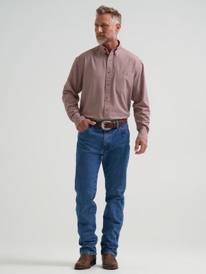 Wrangler&reg; George Strait&trade; Performance Button Down Shirt in Rust Diamond