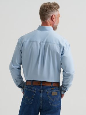 Wrangler&reg; George Strait&trade; Solid One Pocket Button Down Shirt in Blue Steel alternative view 2