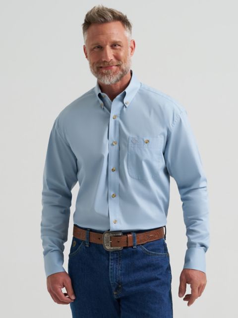 Мужские рубашки Wrangler George Strait™ Solid One Pocket Button Down Shirt