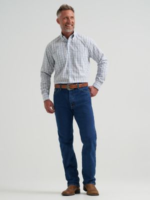 Wrangler&reg; George Strait&trade; Long Sleeve Button Down Two Pocket Shirt in Steely Blue Check alternative view