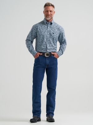 Wrangler&reg; George Strait&trade; Long Sleeve Button Down One Pocket Shirt in Steely Paisley alternative view