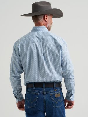 Wrangler&reg; George Strait&trade; Long Sleeve Button Down Two Pocket Shirt in Posy Striped alternative view 2