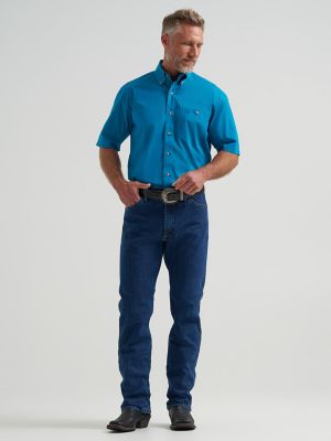 Wrangler&reg; George Strait&trade; Short Sleeve One Pocket Button Down Shirt in Blue Spruce alternative view