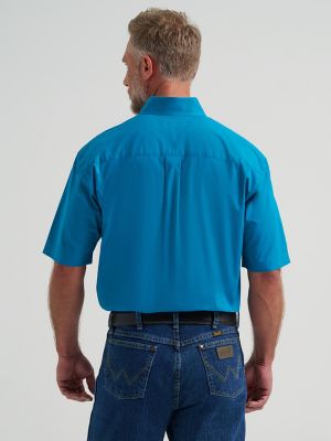 Wrangler&reg; George Strait&trade; Short Sleeve One Pocket Button Down Shirt in Blue Spruce alternative view 2