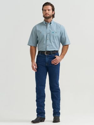 Wrangler&reg; George Strait&trade; Short Sleeve Two Pocket Button Down Shirt in Electric Teal alternative view