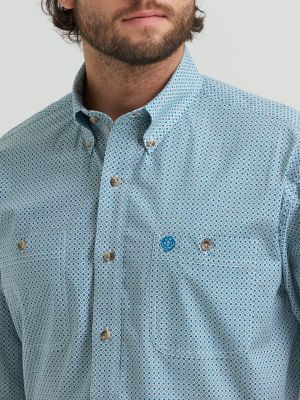 Wrangler&reg; George Strait&trade; Short Sleeve Two Pocket Button Down Shirt in Electric Teal alternative view 3