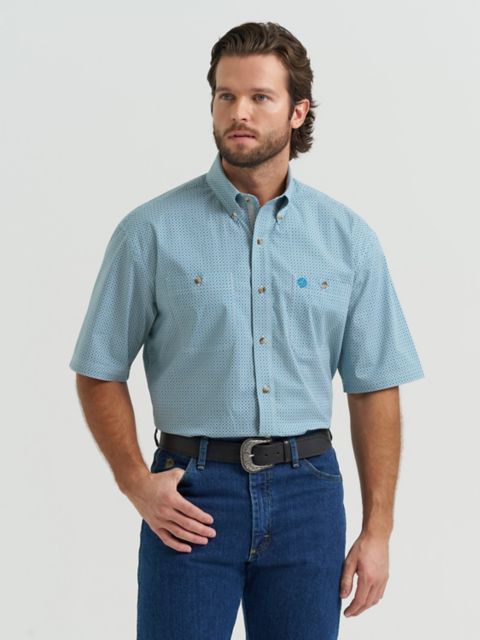 Мужские рубашки Wrangler George Strait™ Short Sleeve Two Pocket Button Down Shirt