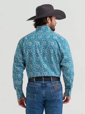 Wrangler&reg; George Strait&trade; Troubadour Long Sleeve Western Snap Shirt in Spruce Paisley alternative view 2