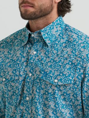 Wrangler&reg; George Strait&trade; Troubadour Long Sleeve Western Snap Shirt in Spruce Paisley alternative view 3