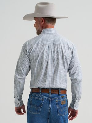 Wrangler&reg; George Strait&trade; Long Sleeve Button Down One Pocket Shirt in Plaid Charcoal alternative view 2