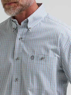 Wrangler&reg; George Strait&trade; Long Sleeve Button Down One Pocket Shirt in Plaid Charcoal alternative view 3