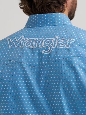 Men's Wrangler&reg; Logo Long Sleeve Button-Down Print Shirt in Americana alternative view 4