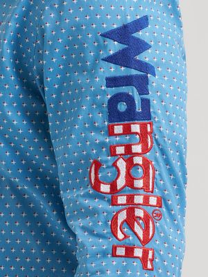 Men's Wrangler&reg; Logo Long Sleeve Button-Down Print Shirt in Americana alternative view 5