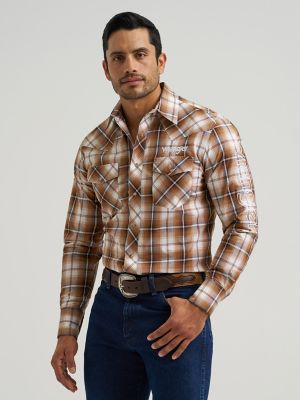 Men's Wrangler® Logo Long Sleeve Western Snap Shirt