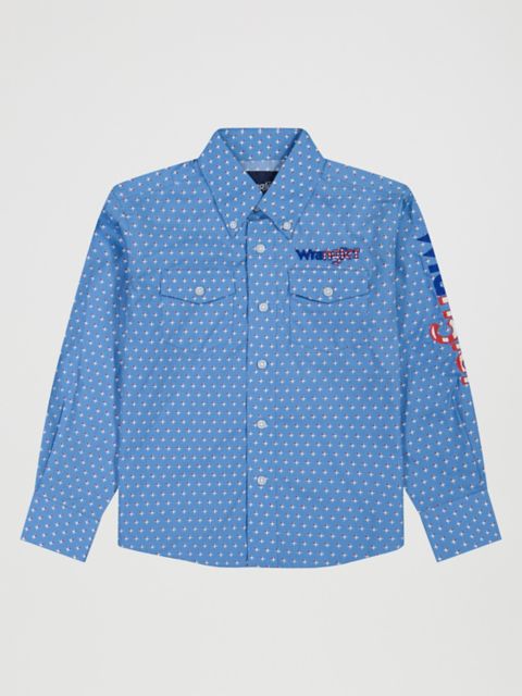 Детские рубашки Wrangler Boy's Wrangler® Logo Long Sleeve Western Snap Shirt