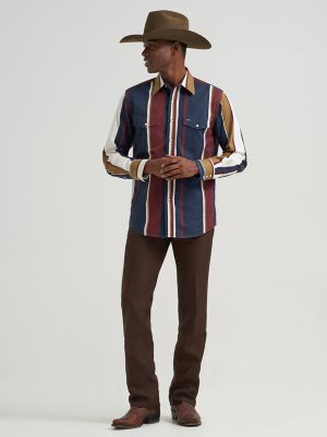 Vintage-Inspired Brushpopper Western Snap Workshirt in Midnight Oak