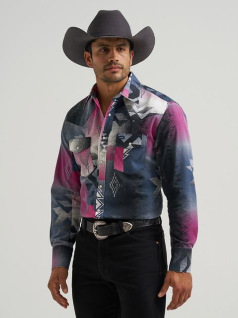 Мужские рубашки Wrangler Vintage-Inspired Southwestern Western Snap Shirt