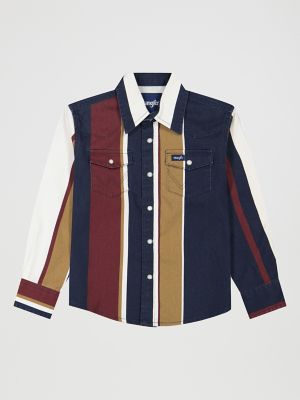 Boy's Brushpopper Western Snap Shirt in Midnight Oak