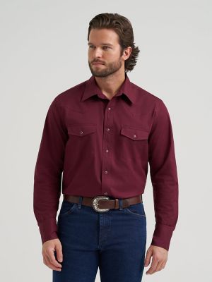 Wrangler® Long Sleeve Solid Broadcloth Western Snap Shirt