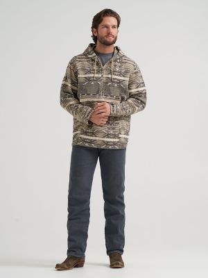 Men's Jacquard Quarter Zip Hooded Popover Jacket