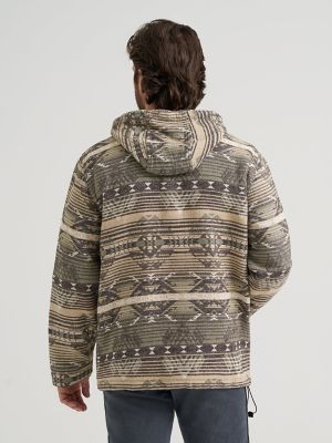 Men's Jacquard Quarter Zip Hooded Popover Jacket