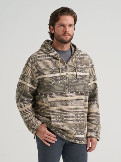 Мужские куртки Wrangler Men's Jacquard Quarter Zip Hooded Popover Jacket
