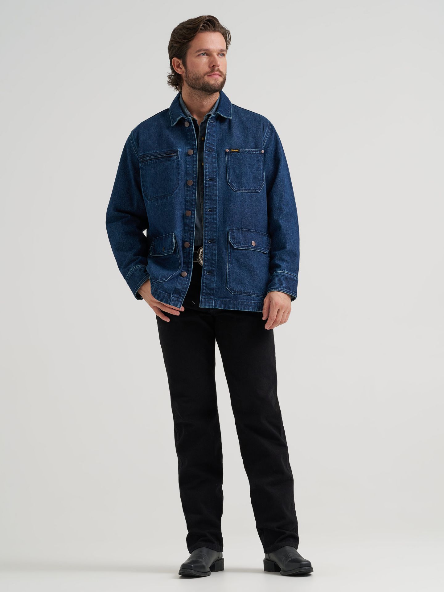 Мужская куртка Wrangler Unlined Denim Chore, цвет: Глубокий океанский — фото 2