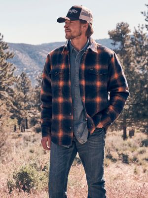 Men's Wrangler Quilt Lined Flannel Shirt Jacket