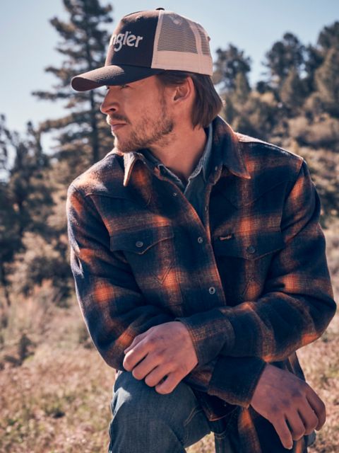 Мужские куртки Wrangler Men's Wrangler Quilt Lined Flannel Shirt Jacket